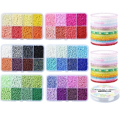 Наборы для изготовления браслетов из круглых стеклянных бусин своими руками&nbsp;SEED-YW0002-64A