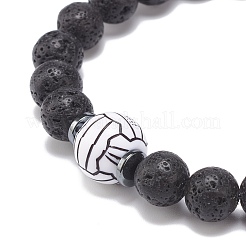 Bracciale elasticizzato in pietra lavica naturale&nbsp;BJEW-JB08553-02