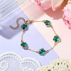 Bracelets à maillons de fleurs en verre&nbsp;BJEW-JB10219-02