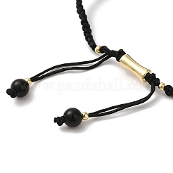 Браслет из плетеных бусин из натурального обсидиана и серебряной яшмы и обсидиана&nbsp;BJEW-C051-44