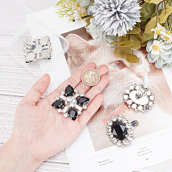 2 пара 2-х стилей стеклянных украшений для обуви со стразами&nbsp;AJEW-AR0001-78A