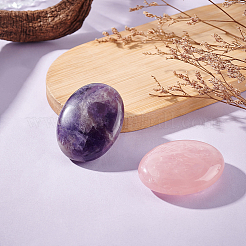 2 шт. 2 стиля натуральных пальмовых камней из аметиста и розового кварца&nbsp;AJEW-GA0007-90B