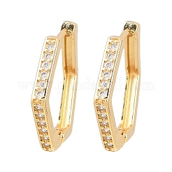 Шестиугольные латунные серьги-кольца с кубическим цирконием&nbsp;EJEW-A156-15B-G