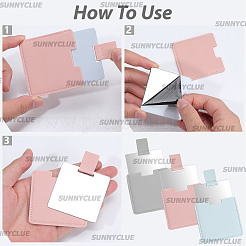 3 Stück 3 Farben Edelstahl-Handspiegel mit PVC-Abdeckung&nbsp;AJEW-SC0031-88B