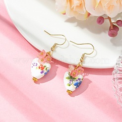Boucles d'oreilles pendantes en perles de porcelaine et acrylique faites à la main pour femmes&nbsp;EJEW-JE07329
