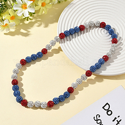 1 collier extensible en perles rondes et strass en argile polymère&nbsp;NJEW-SP0001-14G