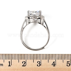Bague manchette réglable en argent sterling avec micro pavé de zircones cubiques pour femmes&nbsp;RJEW-F183-01B-01