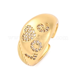 Латунные кольца-манжеты с микропаве и прозрачным цирконием для женщин&nbsp;RJEW-U047-04G