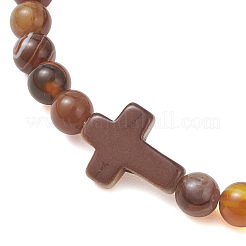 Эластичные браслеты из натурального полосатого агата&nbsp;BJEW-JB13406