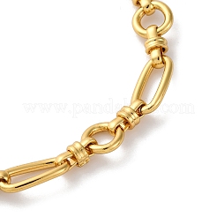 Женские ожерелья из овальной и кольцевой цепи из нержавеющей стали 304 с ионным покрытием (IP)&nbsp;NJEW-D056-02G