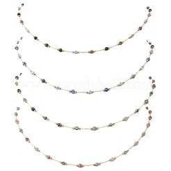Ожерелье ручной работы из граненых круглых бусин из смешанных драгоценных камней диаметром 3 мм и круглых звеньев из нержавеющей стали 316.&nbsp;NJEW-JN05872