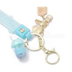 Подвески из сплава эмали и смолы цвета молочного чая с акриловыми чашками-подвесками-брелками&nbsp;KEYC-JKC01233-02