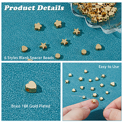 60шт 6 стиля латунные бусины&nbsp;KK-HS0015-06