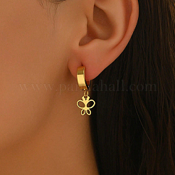 Полые серьги-кольца в форме бабочки из нержавеющей стали&nbsp;GZ3322