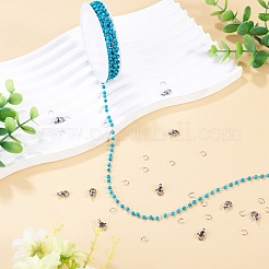 2.5 m de perles turquoise synthétiques faites à la main et chaînes à maillons ronds en acier inoxydable 316&nbsp;DIY-TA0016-15A-P