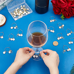 26 шт. 26 стиля буква a~z с бантом из сплава эмали и АБС-стекла с перламутровыми подвесками для бокалов для вина&nbsp;HJEW-PH02217