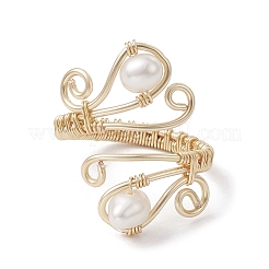 Открытое кольцо с натуральным культивированным пресноводным жемчугом RJEW-JR00629