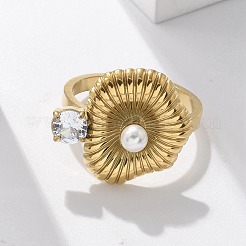 Кольца-манжеты из нержавеющей стали 304 с кубическим цирконием для женщин&nbsp;RJEW-D302-02G-01