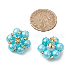 Pendientes con forma de flor y cuentas de semillas de vidrio&nbsp;EJEW-MZ00349-04
