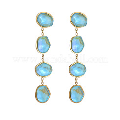 Pendientes colgantes de acero inoxidable 304 y vidrio&nbsp;WGE7ABD-01