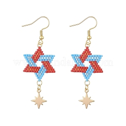 Стеклянные бусины гексаграмма серьги-подвески&nbsp;EJEW-MZ00413