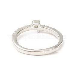 Прозрачное регулируемое кольцо с буквой из прозрачного циркония&nbsp;RJEW-C052-01P-P