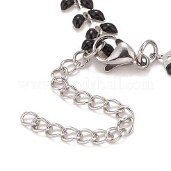 Bracelet chaînes à maillons de blé en émail&nbsp;BJEW-P271-02P-01