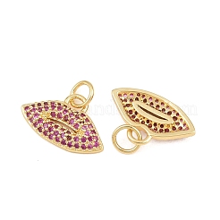 Colgantes de circonita cúbica rojo violeta medio micro pavé de latón&nbsp;CU-CBAB719-03G