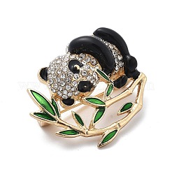 Симпатичные броши-булавки в виде панды из бамбукового сплава с черной эмалью&nbsp;JEWB-C037-20G
