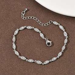 Браслеты-цепочки с микропаве из прозрачных кубических цирконий из латуни для женщин&nbsp;BJEW-G764-09P