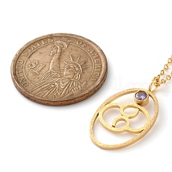 Collane a catena con ciondolo a dodici costellazioni in acciaio inossidabile 304 con zirconi cubici e rune per donna&nbsp;NJEW-B121-02G-04