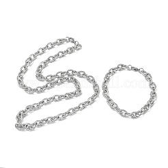 Halskette und Armband-Set aus gedrehter Gliederkette aus Edelstahl 304&nbsp;SJEW-D091-01P