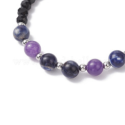Braccialetti con perline rotonde in sodalite naturale e vetro per donna&nbsp;BJEW-JB12210-01