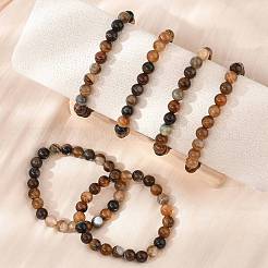 Agata a strisce naturali / bracciali elasticizzati con bordino in agata fasciati&nbsp;X-BJEW-Q692-03I