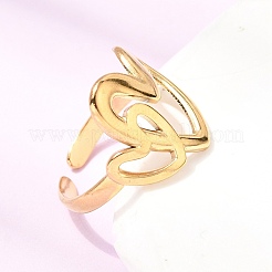 Кольца-манжеты из нержавеющей стали 304 с полым сердцем для женщин&nbsp;RJEW-A091-23G