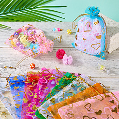 55 Stück rechteckige Organza-Geschenkbeutel mit Kordelzug in 11 Farben&nbsp;PAAG-TA0001-02