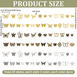 75 Stück 3 Farben DIY Schmetterling tibetischen Stil Legierung Anhänger & Anschlüsse Zubehörse Kits&nbsp;FIND-PH0027-45