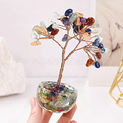 1 pz. decorazioni albero della vita con pietre preziose miste naturali&nbsp;DJEW-DJ0001-08A