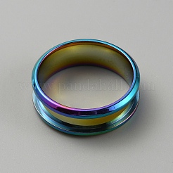 201 geriffelte Fingerringfassungen aus Edelstahl&nbsp;RJEW-WH0010-08D-MC-1