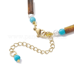 Браслеты из натурального тигрового глаза и синтетической бирюзы для женщин&nbsp;BJEW-JB12027-03