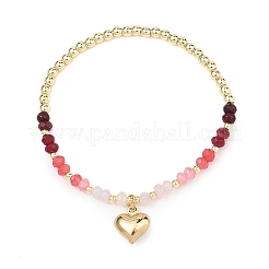 Pulseras con dijes de latón en forma de corazón&nbsp;BJEW-JB13635