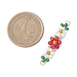 Подвески-коннекторы в виде цветов из стеклянных бусин&nbsp;PALLOY-MZ01150-01