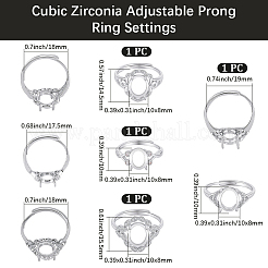 4 Stück 4 Stile Messing Micro Pave Zirkonia verstellbare Ringeinstellungen&nbsp;KK-BBC0024-14A
