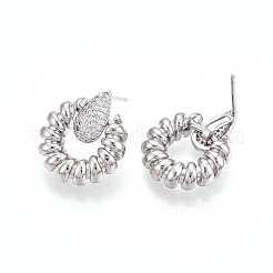 Латунные микро проложить серьги стержня кубического циркония&nbsp;KK-T074-45P