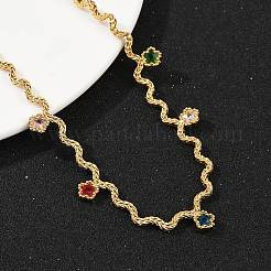 Ожерелья-кисточки из нержавеющей стали 304 с разноцветными кубическими цирконами для женщин&nbsp;NJEW-V015-01G-C