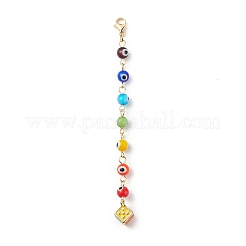 Decoraciones colgantes con cuentas de mal de ojo hechas a mano de murano de 7 chakra&nbsp;HJEW-JM00796