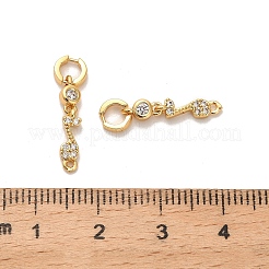 Подвески-соединители для музыкальных нот из латуни с прозрачными кубическими цирконами&nbsp;KK-H515-15G