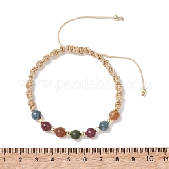 Pulseras trenzadas ajustables de jade verde natural&nbsp;BJEW-JB13542-01
