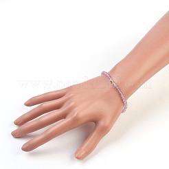 Pulseras elásticas naturales de amatista&nbsp;BJEW-JB03797-03