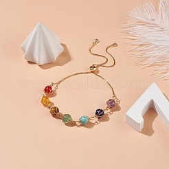 Bracelet coulissant à maillons tressés en pierres précieuses naturelles et synthétiques&nbsp;BJEW-TA00137-02